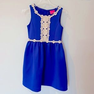 NEW Lilly Pulitzer Royal Blue Dress with Gold brocade detail. Size 6/7.